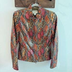 Vintage Cache Snakeskin Zip Front Jacket Size 8